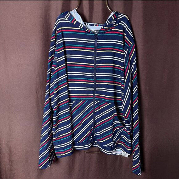 Land’s End Women's M LONG Full Zip Hooded Long Sleeve Rash Guard Cover-up Please - Picture 2 of 10